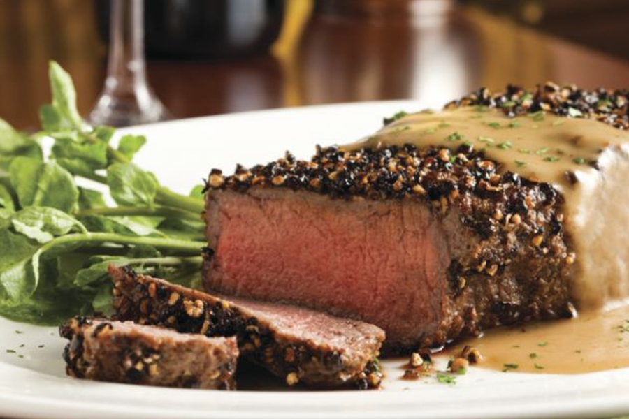 Close up of a sliced steak